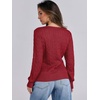image:imageANRABESS Womens Cable Knit V Neck Long Sleeve Fitted Sweaters TopRed
