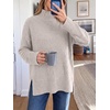 image:imageANRABESS Womens Cozy Fuzzy Oversized Turtleneck Slit Side SweatersBeige