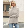 image:imageANRABESS Womens Cozy Fuzzy Oversized Turtleneck Slit Side SweatersBeige