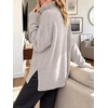 image:imageANRABESS Womens Cozy Fuzzy Oversized Turtleneck Slit Side SweatersBeige