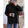 image:imageANRABESS Womens Cozy Fuzzy Oversized Turtleneck Slit Side SweatersBlack