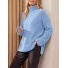 image:imageANRABESS Womens Cozy Fuzzy Oversized Turtleneck Slit Side SweatersBlue