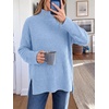 image:imageANRABESS Womens Cozy Fuzzy Oversized Turtleneck Slit Side SweatersBlue