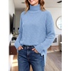 image:imageANRABESS Womens Cozy Fuzzy Oversized Turtleneck Slit Side SweatersBlue