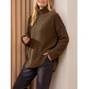 image:imageANRABESS Womens Cozy Fuzzy Oversized Turtleneck Slit Side SweatersBrown