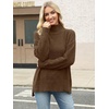 image:imageANRABESS Womens Cozy Fuzzy Oversized Turtleneck Slit Side SweatersBrown