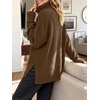 image:imageANRABESS Womens Cozy Fuzzy Oversized Turtleneck Slit Side SweatersBrown