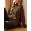 image:imageANRABESS Womens Cozy Fuzzy Oversized Turtleneck Slit Side SweatersBrown