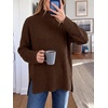 image:imageANRABESS Womens Cozy Fuzzy Oversized Turtleneck Slit Side SweatersDeep Brown