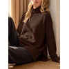 image:imageANRABESS Womens Cozy Fuzzy Oversized Turtleneck Slit Side SweatersDeep Brown
