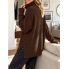image:imageANRABESS Womens Cozy Fuzzy Oversized Turtleneck Slit Side SweatersDeep Brown