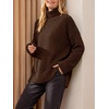 image:imageANRABESS Womens Cozy Fuzzy Oversized Turtleneck Slit Side SweatersDeep Brown