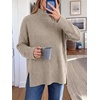 image:imageANRABESS Womens Cozy Fuzzy Oversized Turtleneck Slit Side SweatersLight Khaki
