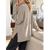 image:imageANRABESS Womens Cozy Fuzzy Oversized Turtleneck Slit Side SweatersLight Khaki