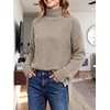 image:imageANRABESS Womens Cozy Fuzzy Oversized Turtleneck Slit Side SweatersLight Khaki