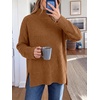 image:imageANRABESS Womens Cozy Fuzzy Oversized Turtleneck Slit Side SweatersOchre