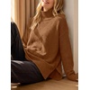 image:imageANRABESS Womens Cozy Fuzzy Oversized Turtleneck Slit Side SweatersOchre