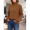 image:imageANRABESS Womens Cozy Fuzzy Oversized Turtleneck Slit Side SweatersOchre