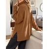 image:imageANRABESS Womens Cozy Fuzzy Oversized Turtleneck Slit Side SweatersOchre