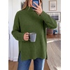image:imageANRABESS Womens Cozy Fuzzy Oversized Turtleneck Slit Side SweatersOlive Green