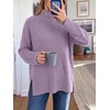 image:imageANRABESS Womens Cozy Fuzzy Oversized Turtleneck Slit Side SweatersPurple