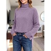 image:imageANRABESS Womens Cozy Fuzzy Oversized Turtleneck Slit Side SweatersPurple