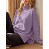image:imageANRABESS Womens Cozy Fuzzy Oversized Turtleneck Slit Side SweatersPurple