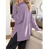 image:imageANRABESS Womens Cozy Fuzzy Oversized Turtleneck Slit Side SweatersPurple