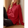 image:imageANRABESS Womens Cozy Fuzzy Oversized Turtleneck Slit Side SweatersRed