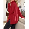 image:imageANRABESS Womens Cozy Fuzzy Oversized Turtleneck Slit Side SweatersRed