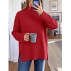 image:imageANRABESS Womens Cozy Fuzzy Oversized Turtleneck Slit Side SweatersRed