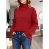 image:imageANRABESS Womens Cozy Fuzzy Oversized Turtleneck Slit Side SweatersRed