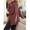 image:imageANRABESS Womens Cozy Fuzzy Oversized Turtleneck Slit Side SweatersRed Brown