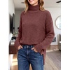 image:imageANRABESS Womens Cozy Fuzzy Oversized Turtleneck Slit Side SweatersRed Brown