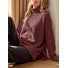 image:imageANRABESS Womens Cozy Fuzzy Oversized Turtleneck Slit Side SweatersRed Brown