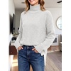 image:imageANRABESS Womens Cozy Fuzzy Oversized Turtleneck Slit Side SweatersWhite