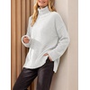 image:imageANRABESS Womens Cozy Fuzzy Oversized Turtleneck Slit Side SweatersWhite