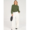 image:imageANRABESS Womens Fall Cropped Long Sleeve SweatersArmy Green