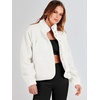 image:imageANRABESS Womens Fuzzy Fleece Button Down Cropped Sherpa CoatBeige