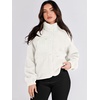 image:imageANRABESS Womens Fuzzy Fleece Button Down Cropped Sherpa CoatBeige