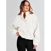 image:imageANRABESS Womens Fuzzy Fleece Button Down Cropped Sherpa CoatBeige