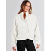 image:imageANRABESS Womens Fuzzy Fleece Button Down Cropped Sherpa CoatBeige