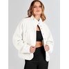 image:imageANRABESS Womens Fuzzy Fleece Button Down Cropped Sherpa CoatBeige