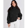 image:imageANRABESS Womens Fuzzy Fleece Button Down Cropped Sherpa CoatBlack