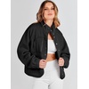 image:imageANRABESS Womens Fuzzy Fleece Button Down Cropped Sherpa CoatBlack