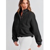 image:imageANRABESS Womens Fuzzy Fleece Button Down Cropped Sherpa CoatBlack