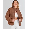 image:imageANRABESS Womens Fuzzy Fleece Button Down Cropped Sherpa CoatBrown