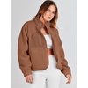image:imageANRABESS Womens Fuzzy Fleece Button Down Cropped Sherpa CoatBrown