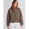 image:imageANRABESS Womens Fuzzy Fleece Button Down Cropped Sherpa CoatCoffee