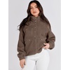 image:imageANRABESS Womens Fuzzy Fleece Button Down Cropped Sherpa CoatCoffee
